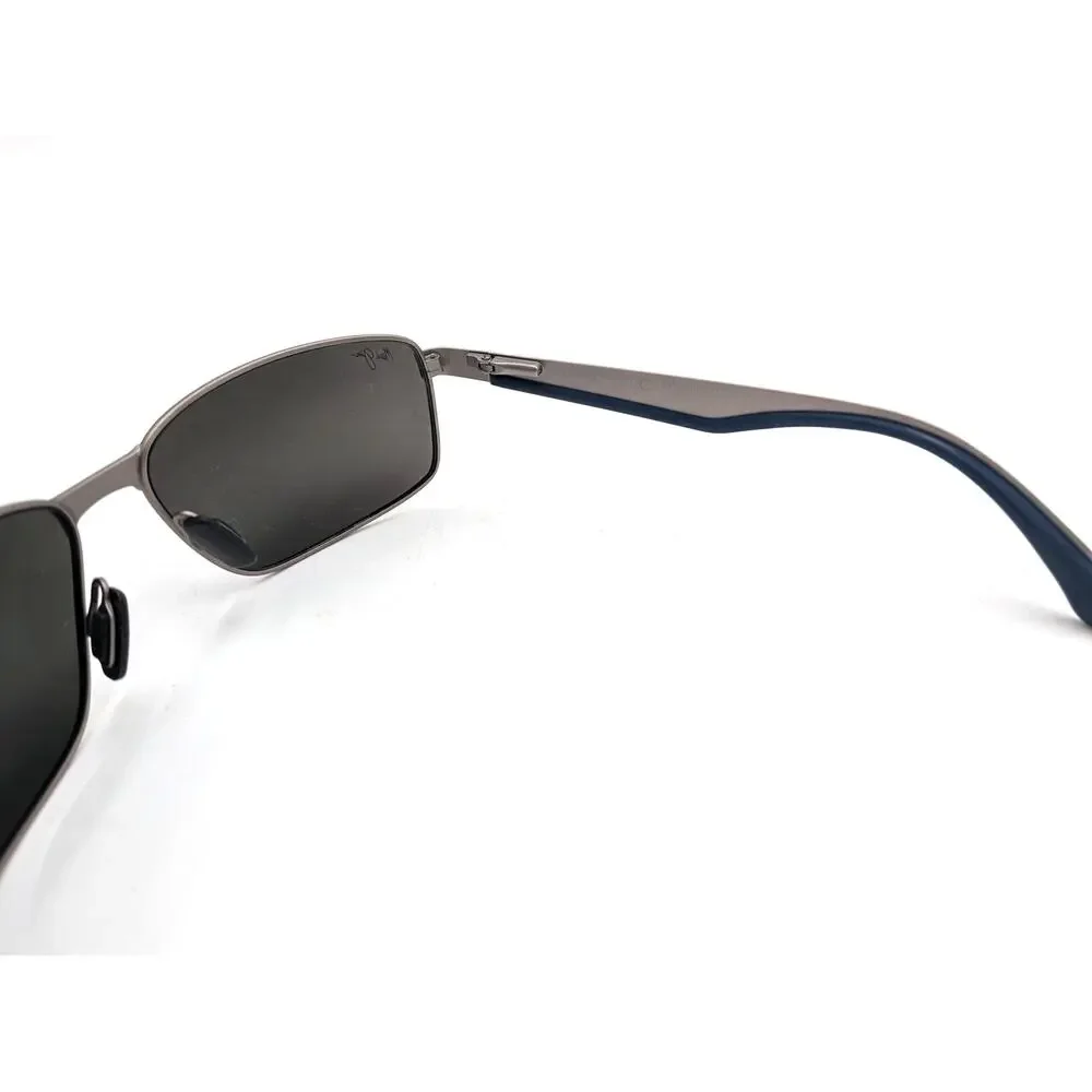 Maui Jim Backswing MJ709-14A Gray Blue Metal Rectangular Wrap Sunglasses Italy